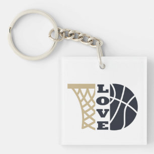 Porte-clés amour basket-ball et balle bleue