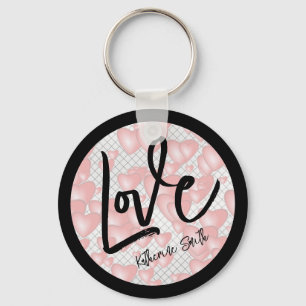 Porte-clés Amour - Coeurs roses flottants de Saint-Valentin -