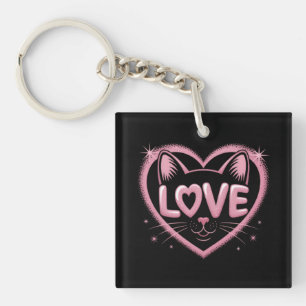 Porte-clés Amour de chat scintillant