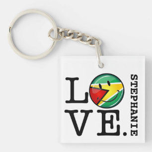Porte-clés Amour de drapeau guyanais de sourire de la Guyane