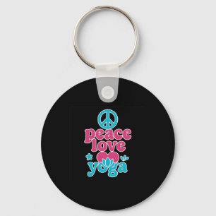 Porte-clés Amour de la paix Yoga Rétro Lotus Cœur Graphisme