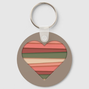 Porte-clés Amour du coeur rayé Saint-Valentin