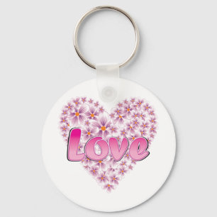 Porte-clés Amour et marguerites roses