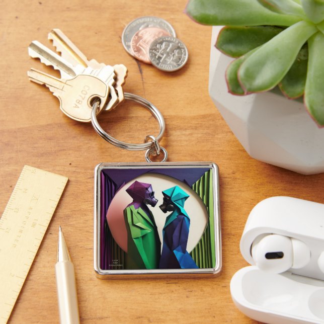Porte-clés AMOUR ET RÉSISTANCE Origami Vibrant (Bureau)