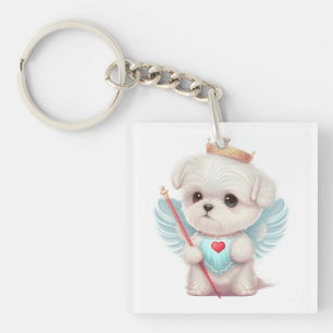 Porte-clés Amour paradisiaque : Chien maltais mignon
