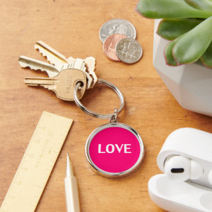 Porte-clés Amour - rose chaud, magenta, porte - clé blanc