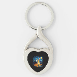 Porte-clés Amoureux de Corgi Peinture de van gogh nuit étoilé