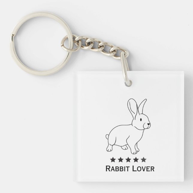 Porte-clés Amoureux de lapin, conception simple (Devant)