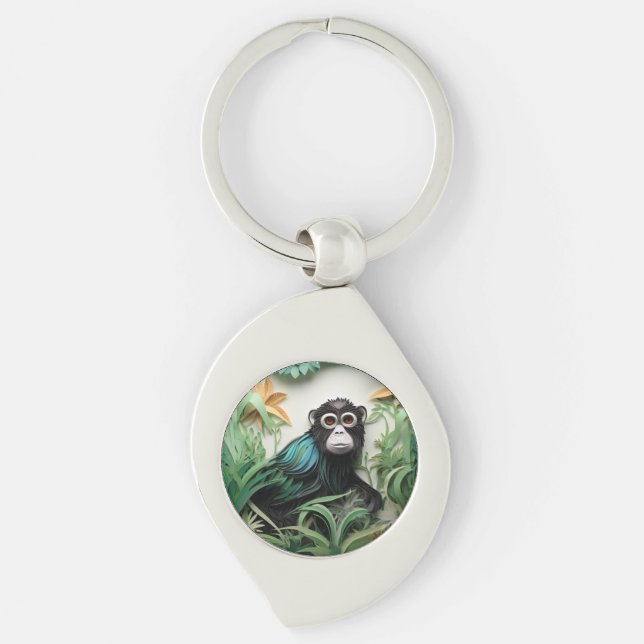 Porte-clés Amoureux des animaux de singe 3D moderne (Devant)