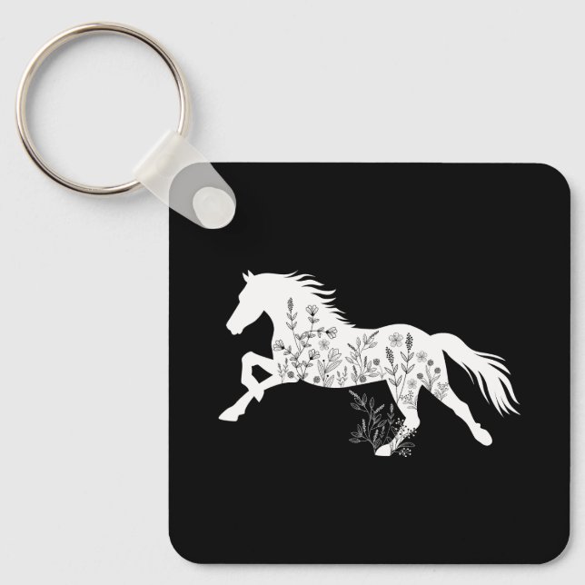 Porte-clés Amoureux des animaux Floral Horse (Recto)