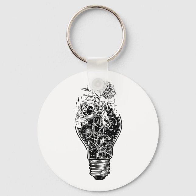 Porte-clés Ampoule Fleur D'Arbre De Pouvoir Paix Pour Hippies (Recto)