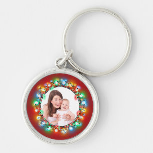 Porte-clés Ampoules de Noël personnalisées avec photo