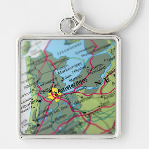 Porte-clés Amsterdam, carte néerlandaise
