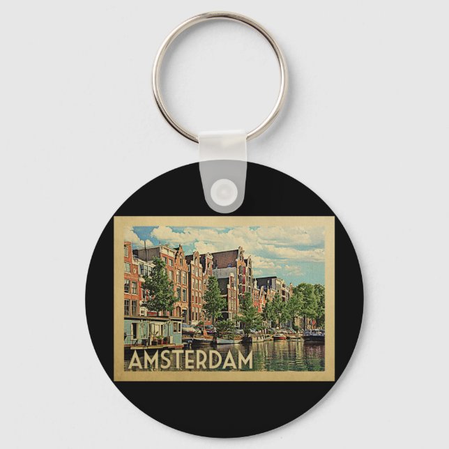 Porte-clés Amsterdam Holland Vintage voyage (Recto)