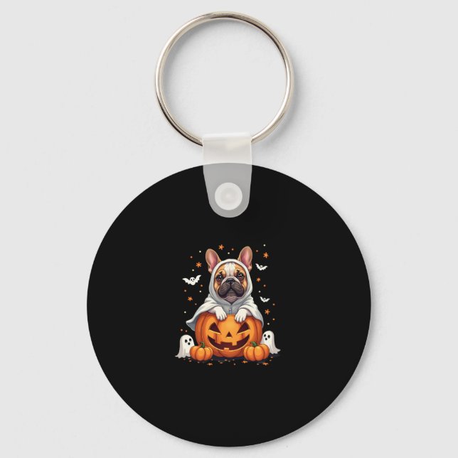 Porte-clés Amusant anglais Bulldog Ghost Boo Halloween femmes (Recto)