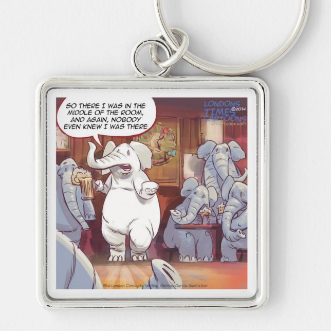 Porte-clés Amusant Éléphant Blanc Dans La Chambre (Devant)