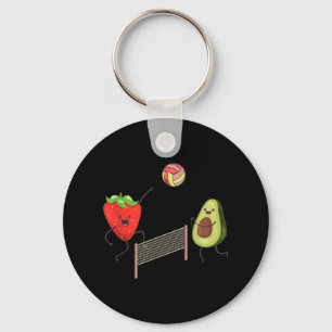 Porte-clés Amusants Avocado fraise jouer volleyball cadeau Te
