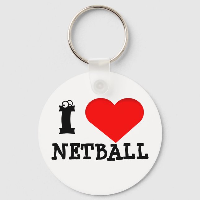 Porte-clés Amusants Coeur Design I Love Netball (Recto)