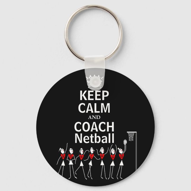 Porte-clés Amusants Conception de Netball Confort et Coach (Recto)