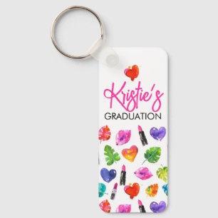 Porte-clés Amusants Vibrant Aquarelle Lipsticks Graduation Pa
