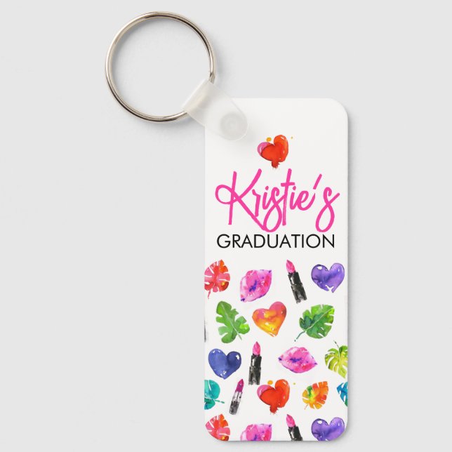 Porte-clés Amusants Vibrant Aquarelle Lipsticks Graduation Pa (Recto)
