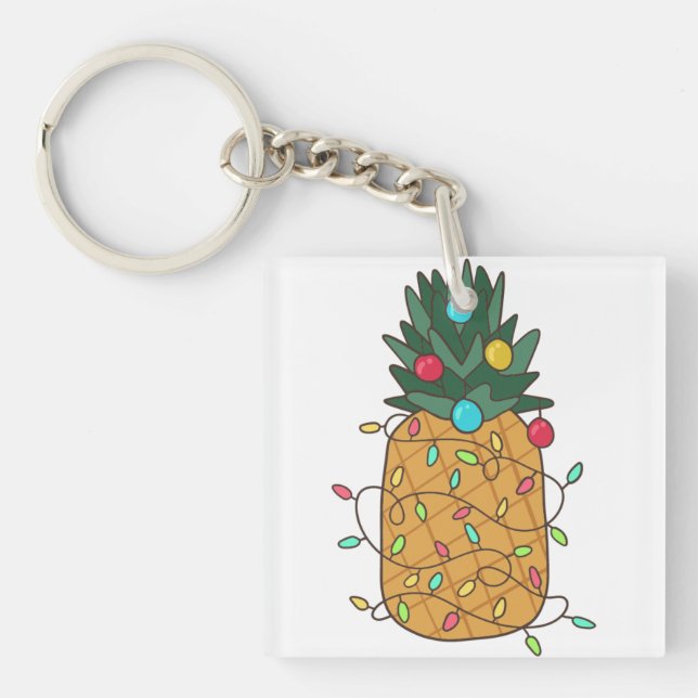 Porte-clés Ananas de Noël tropical (Devant)