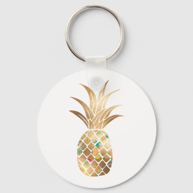 Porte-clés Ananas, Faux Gold+Collage (Recto)