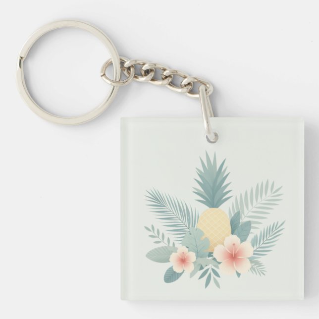 Porte-clés Ananas floral & Hawaiian (Devant)