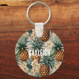 Porte-clés Ananas tropicaux Floral