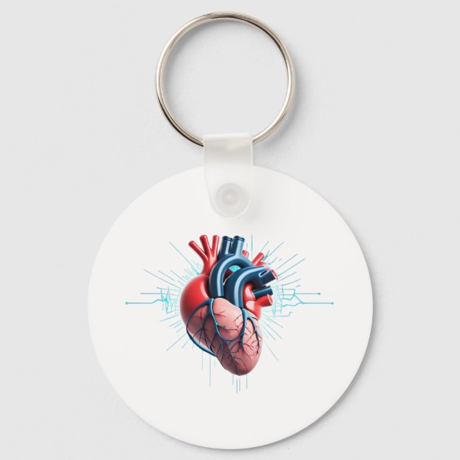 Porte-clés Anatomical Heart with EKG – Medical Art Design (Recto)