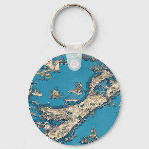 Porte-clés Ancienne carte vintage des Bermudes