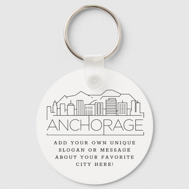 Porte-clés Ancrage, Alaska Stylisé Skyline | Slogan personnal (Recto)