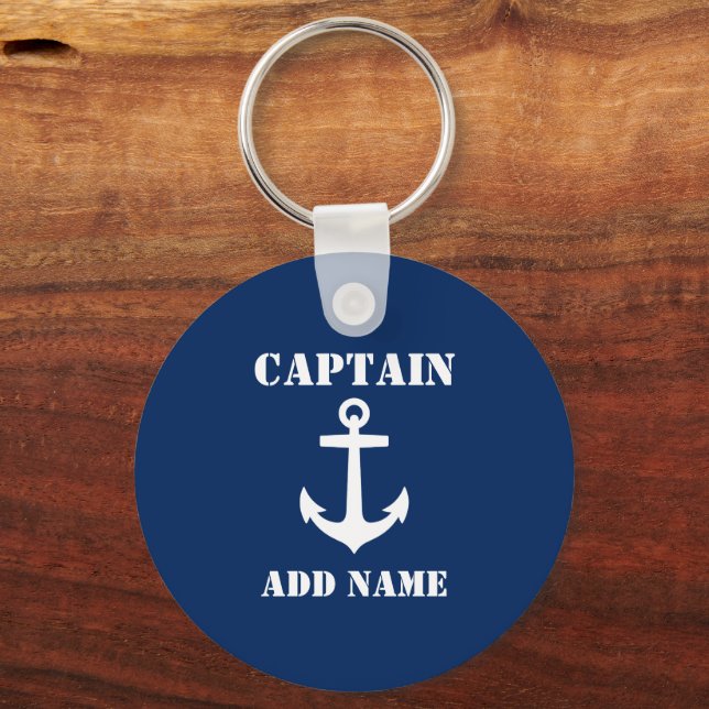Porte-clés Ancre Capitaine Ajouter un nom Nom du bateau Photo (Recto)