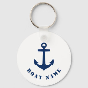 Porte-clés Ancre classique marine ou nom Navy & White