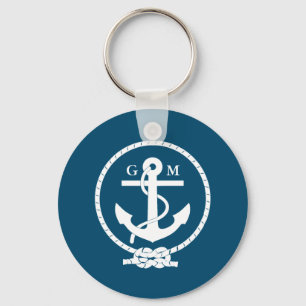 Porte-clés Ancre et ligne Nautique Vintage personnalisée