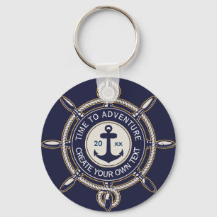 Porte-clés Ancre Nautione Bleu Marine & Aventure de Roue de N