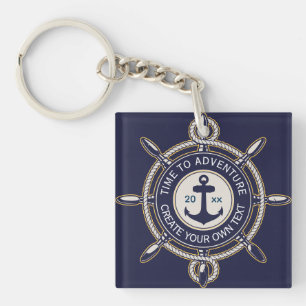 Porte-clés Ancre Naútíque Bleu Marine & Aventure de la Roue d