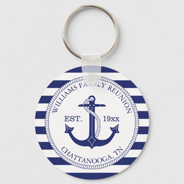 Porte-clés Ancre nautique de réunion familiale Monogramme tri (Recto)