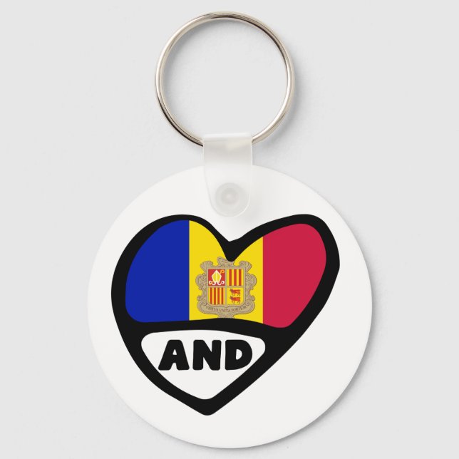 Porte-clés Andorre Code Pays Drapeau Clavier Coeur (Recto)