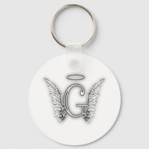 Porte-clés Angel Alphabet G Initiale Dernière Ailes Halo