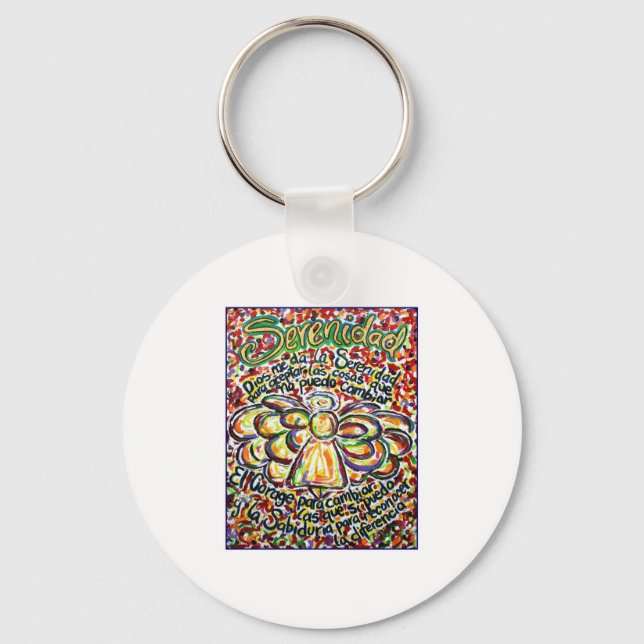Porte-clés Angel de prière de sérénité (texte espagnol) (Recto)