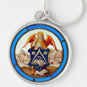 Porte-clés Angel et armoiries en verre tendu médiéval