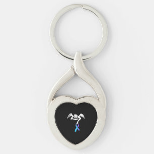 Porte-clés Angel Holds Teal Purple Ribbon Suicide Prevention