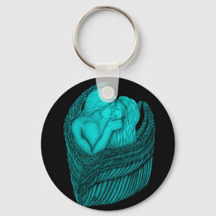 Porte-clés Angels Kissing, noir et vert Design