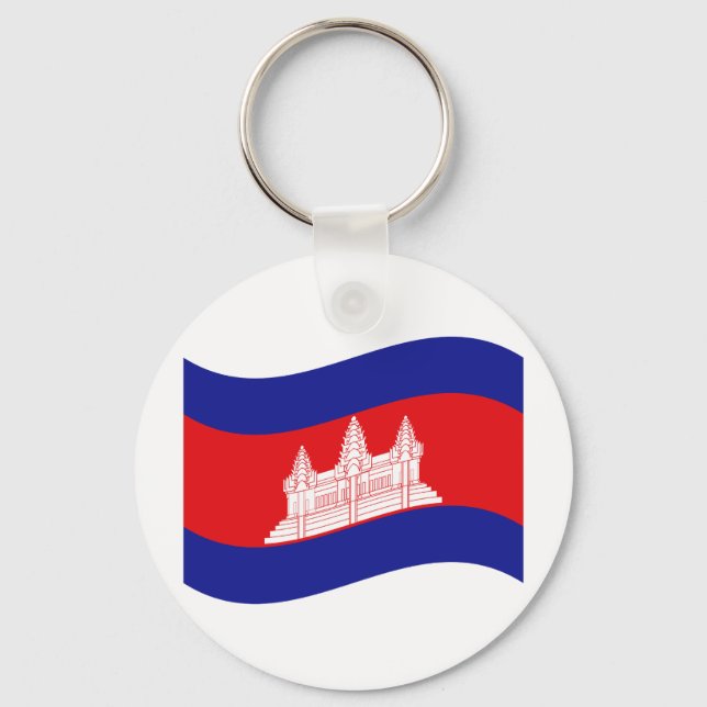 Porte-clés Angkor Vat Drapeau Cambodgien Vague (Recto)