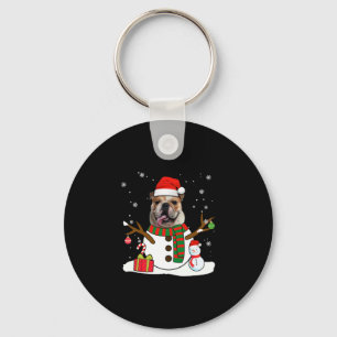 Porte-clés Anglais Bulldog Christmas Pyjama Snowman Amoureux