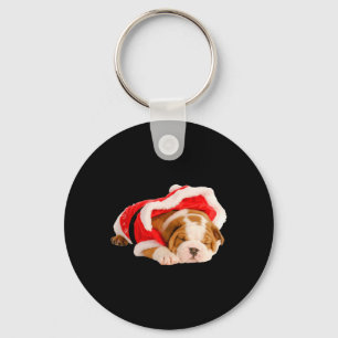 Porte-clés Anglais Chien Chien Chien Chien Père Noël Costume