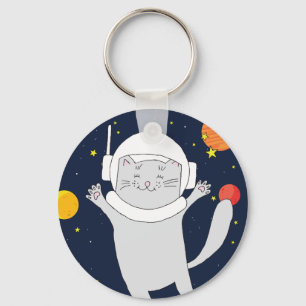 Porte-clés Animal Astronaut Chat Avec Casque Spatial Clipart