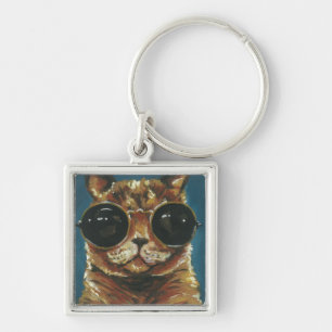 Porte-clés Animal Dapper Kitty dans les lunettes de soleil