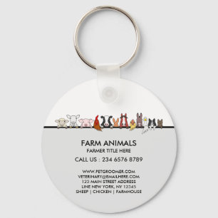 Porte-clés Animaux de la ferme Mouton Poule Vache marque cade